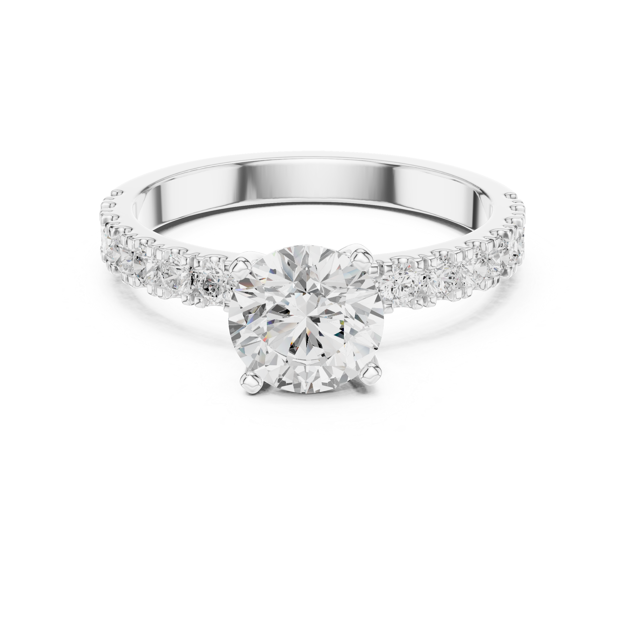 Round Solitaire Pavé Diamond Engagement Ring