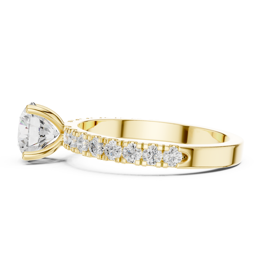 Round Solitaire Pavé Diamond Engagement Ring
