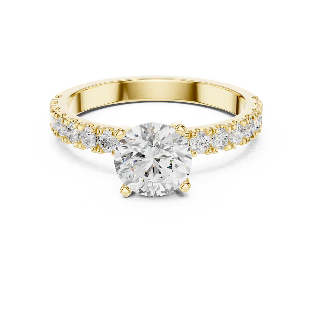 Round Solitaire Pavé Diamond Engagement Ring