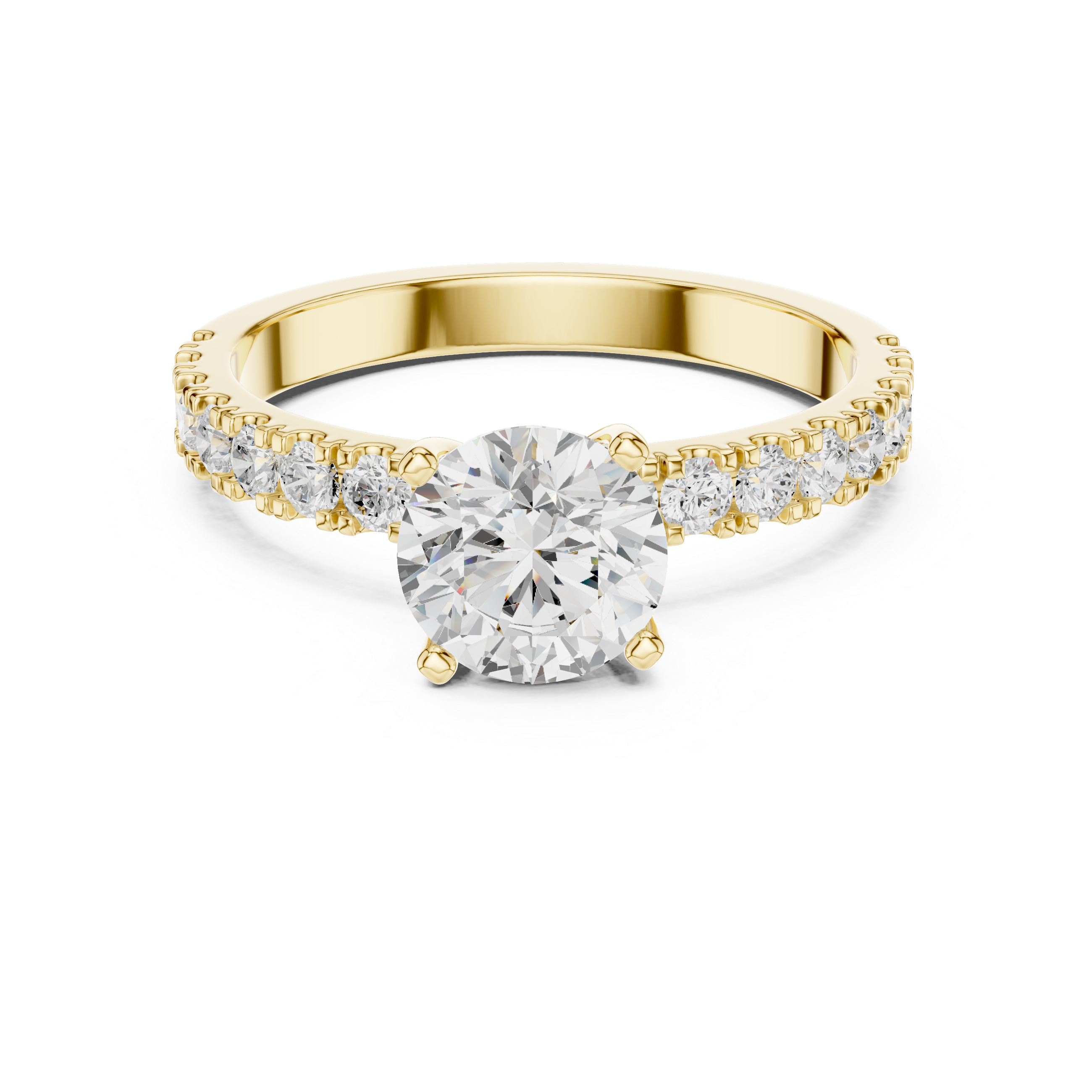 Round Solitaire Pavé Diamond Engagement Ring