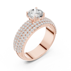 Round Diamond Multi Row Pave Engagement Ring