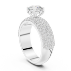 Round Diamond Multi Row Pave Engagement Ring