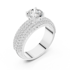 Round Diamond Multi Row Pave Engagement Ring