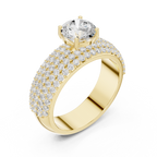 Round Diamond Multi Row Pave Engagement Ring