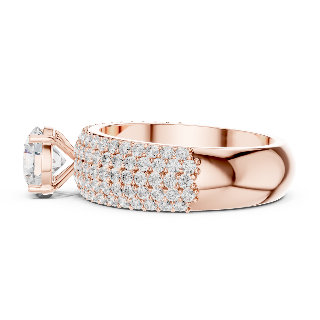 Round Diamond Multi Row Pave Engagement Ring