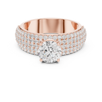 Round Diamond Multi Row Pave Engagement Ring