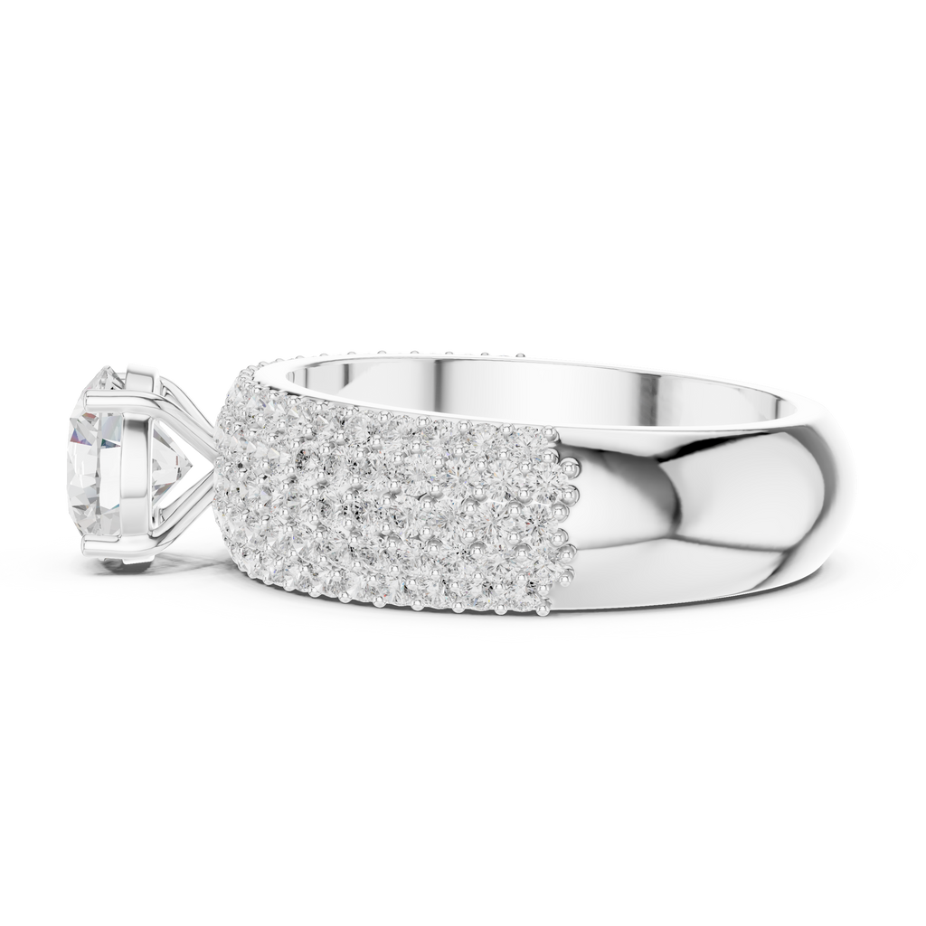 Round Diamond Multi Row Pave Engagement Ring