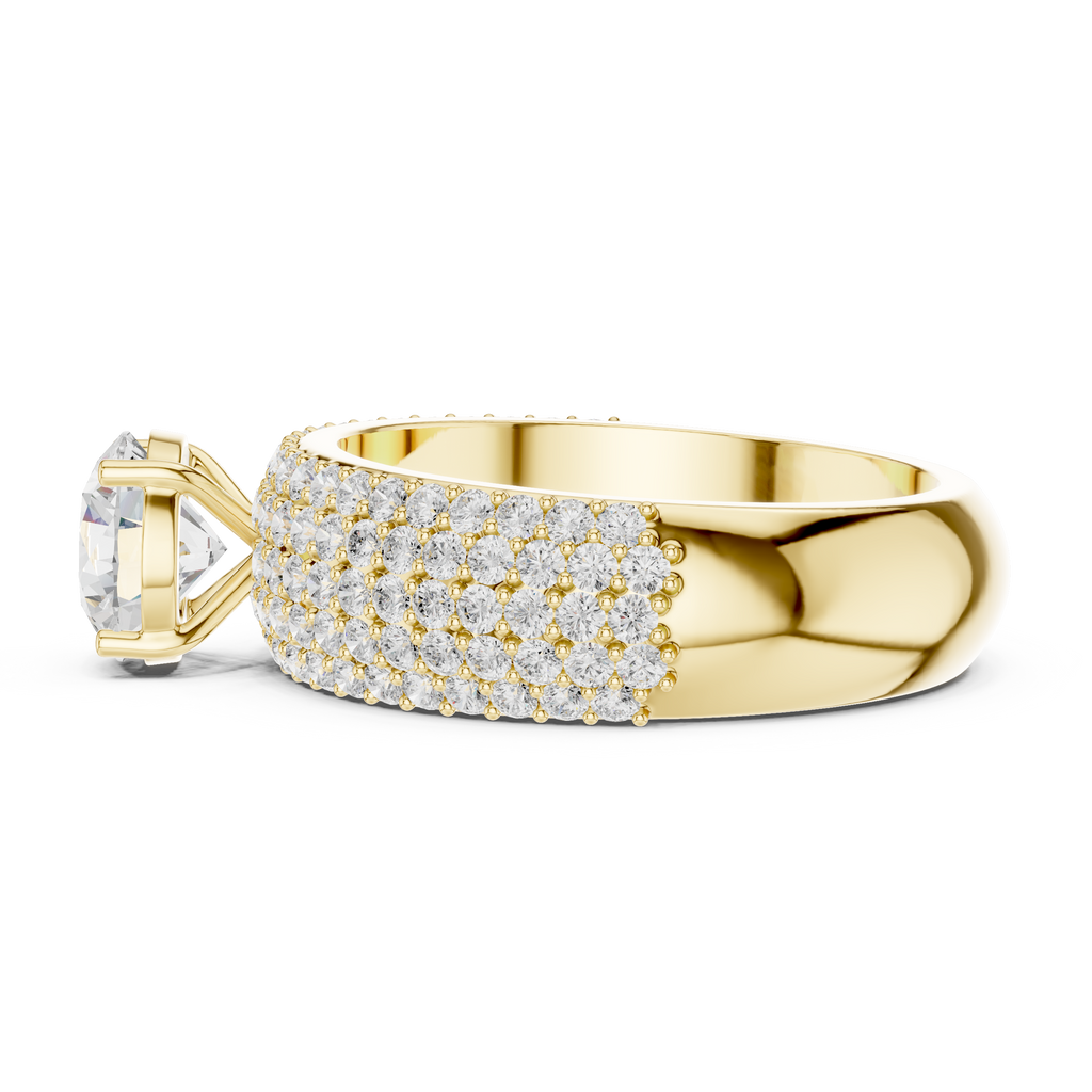Round Diamond Multi Row Pave Engagement Ring