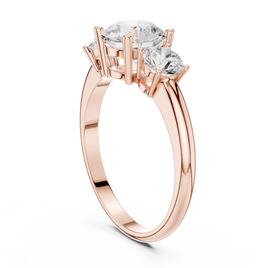 Round Three Stone Diamond Engagement Ring