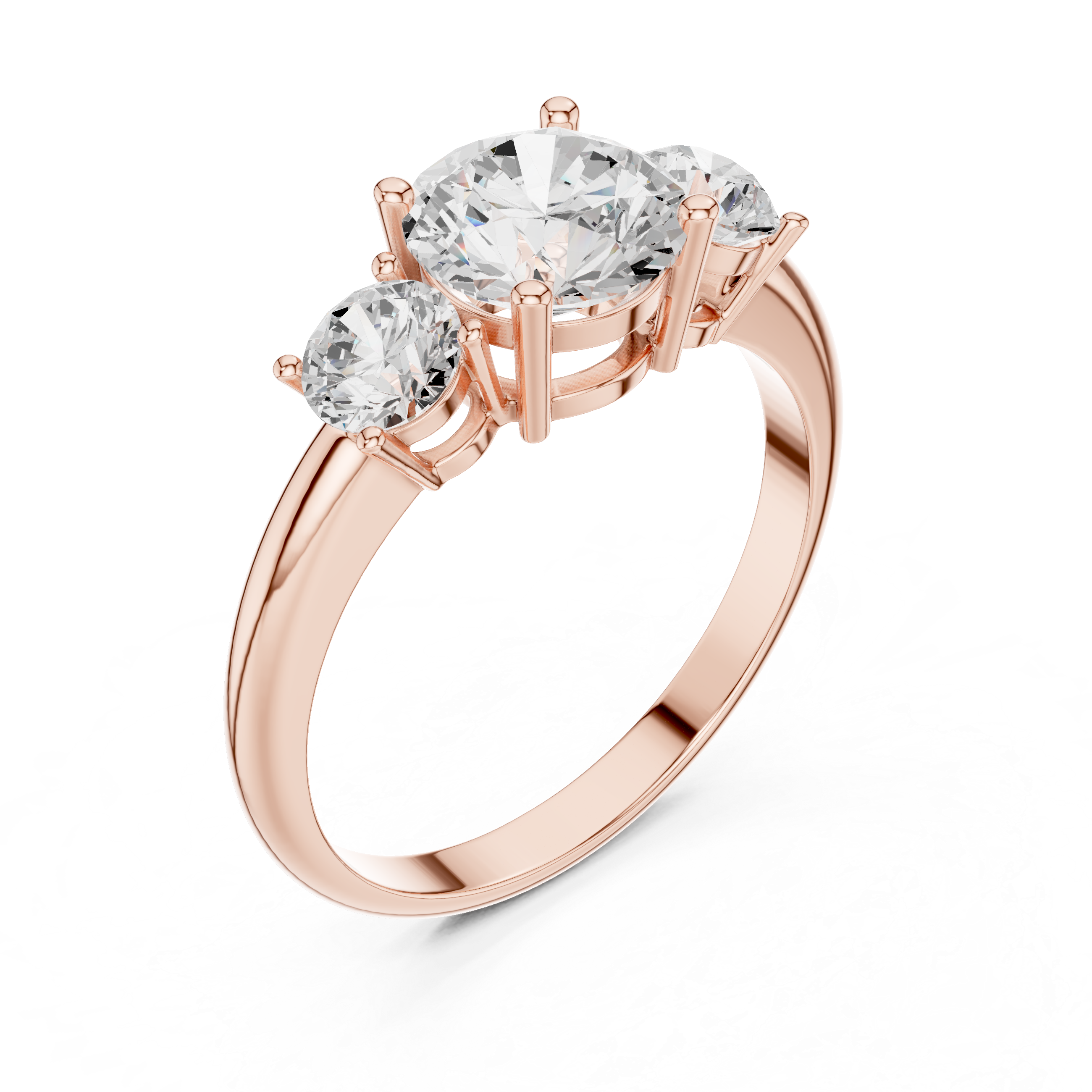 Round Three Stone Diamond Engagement Ring