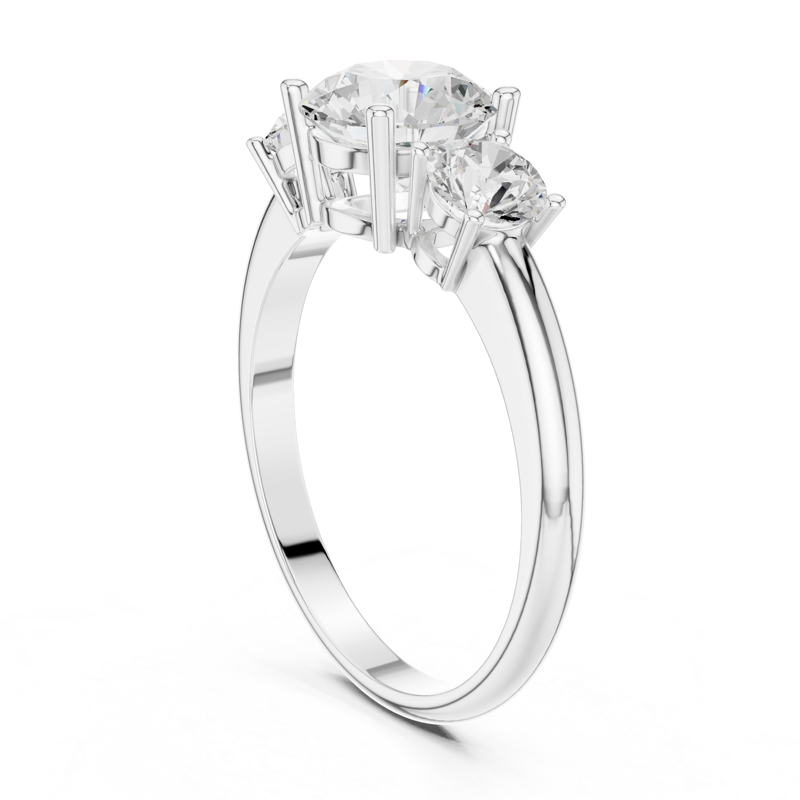 Round Three Stone Diamond Engagement Ring
