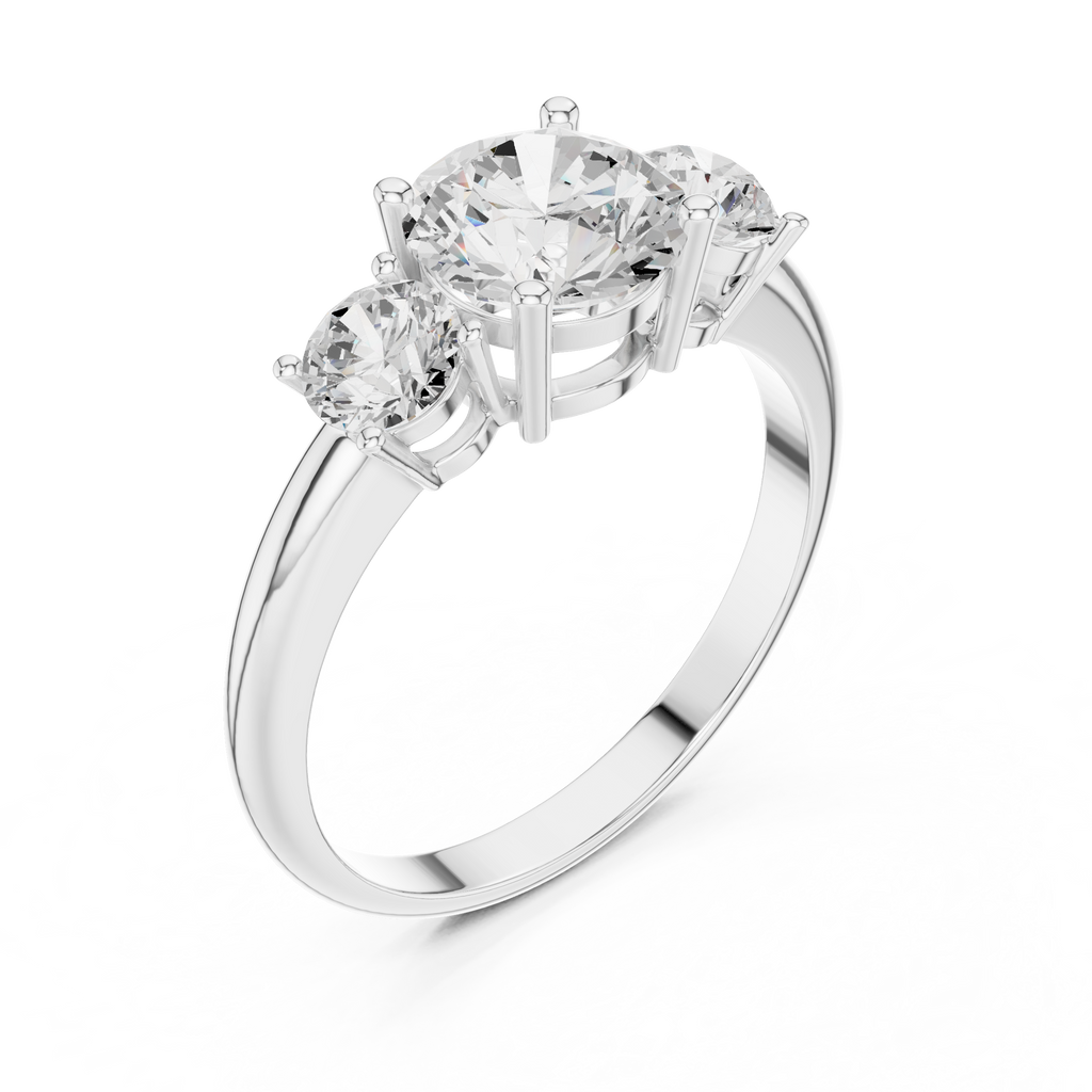 Round Three Stone Diamond Engagement Ring