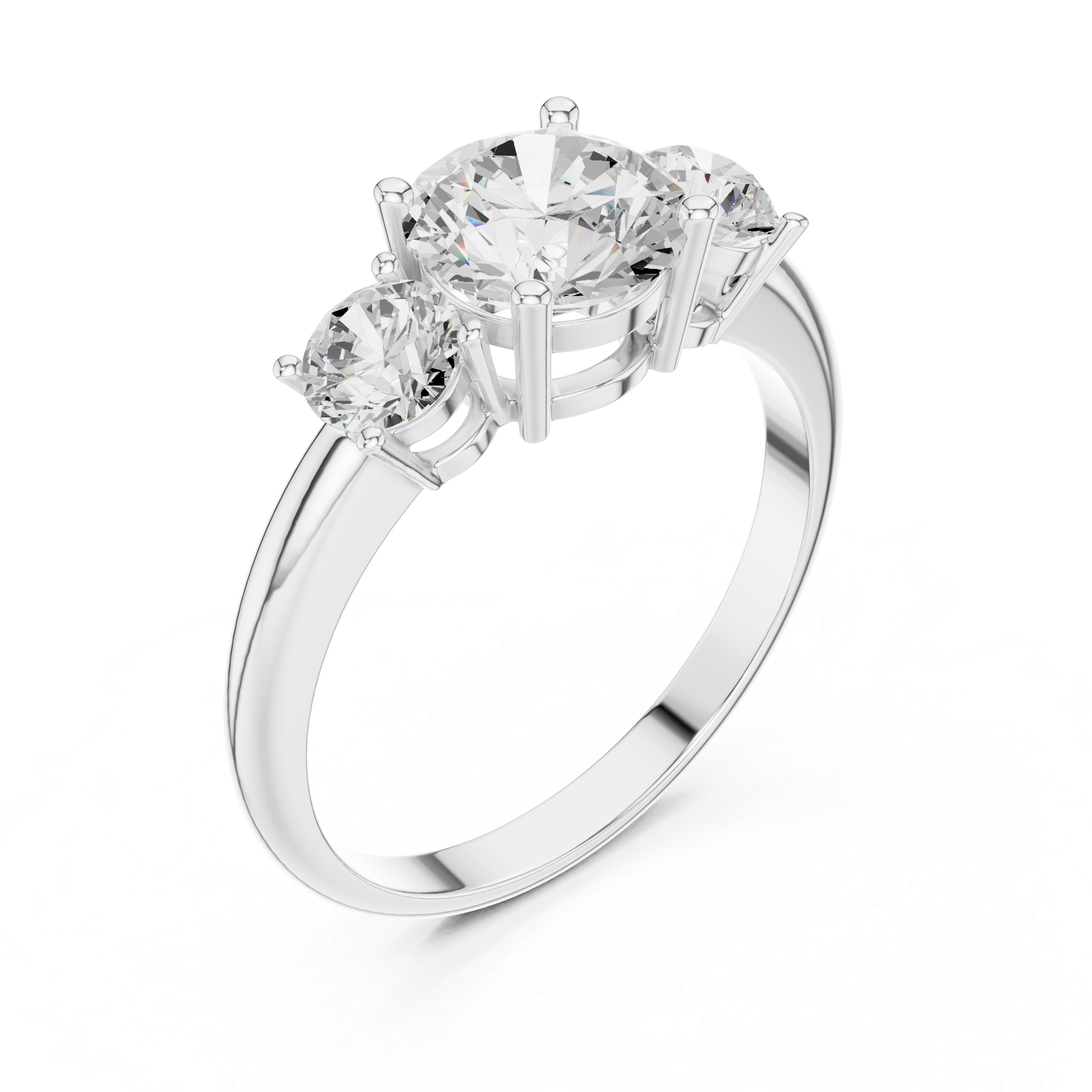 Round Three Stone Diamond Engagement Ring