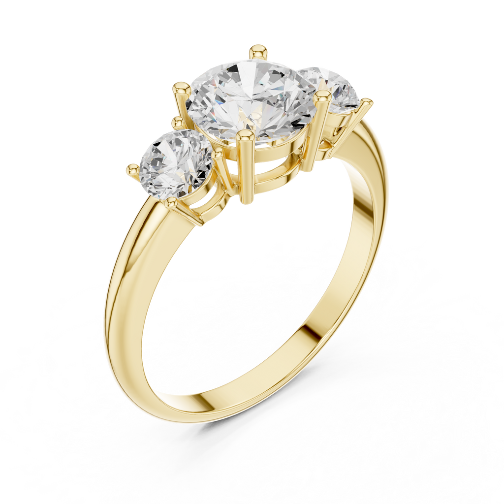 Round Three Stone Diamond Engagement Ring