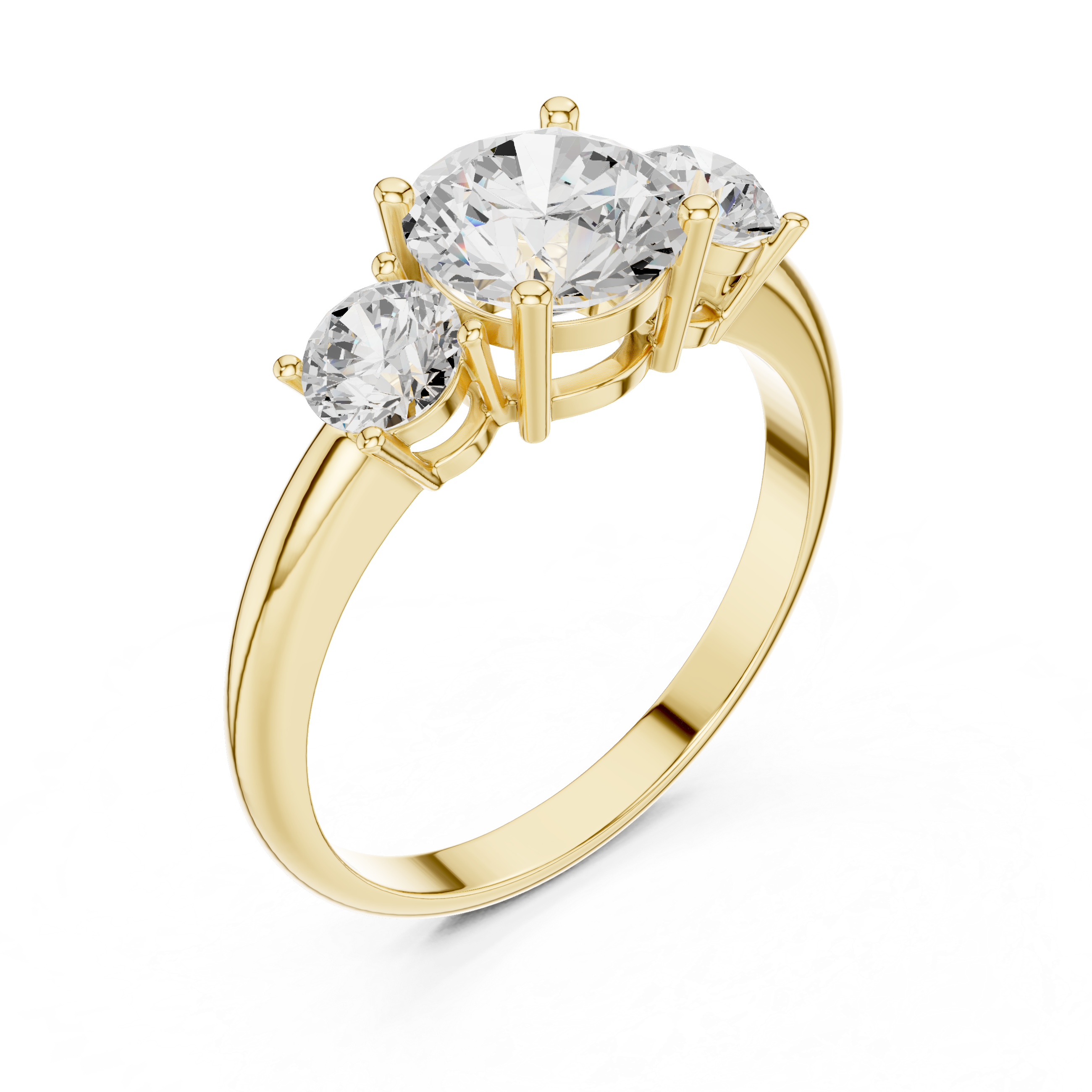 Round Three Stone Diamond Engagement Ring