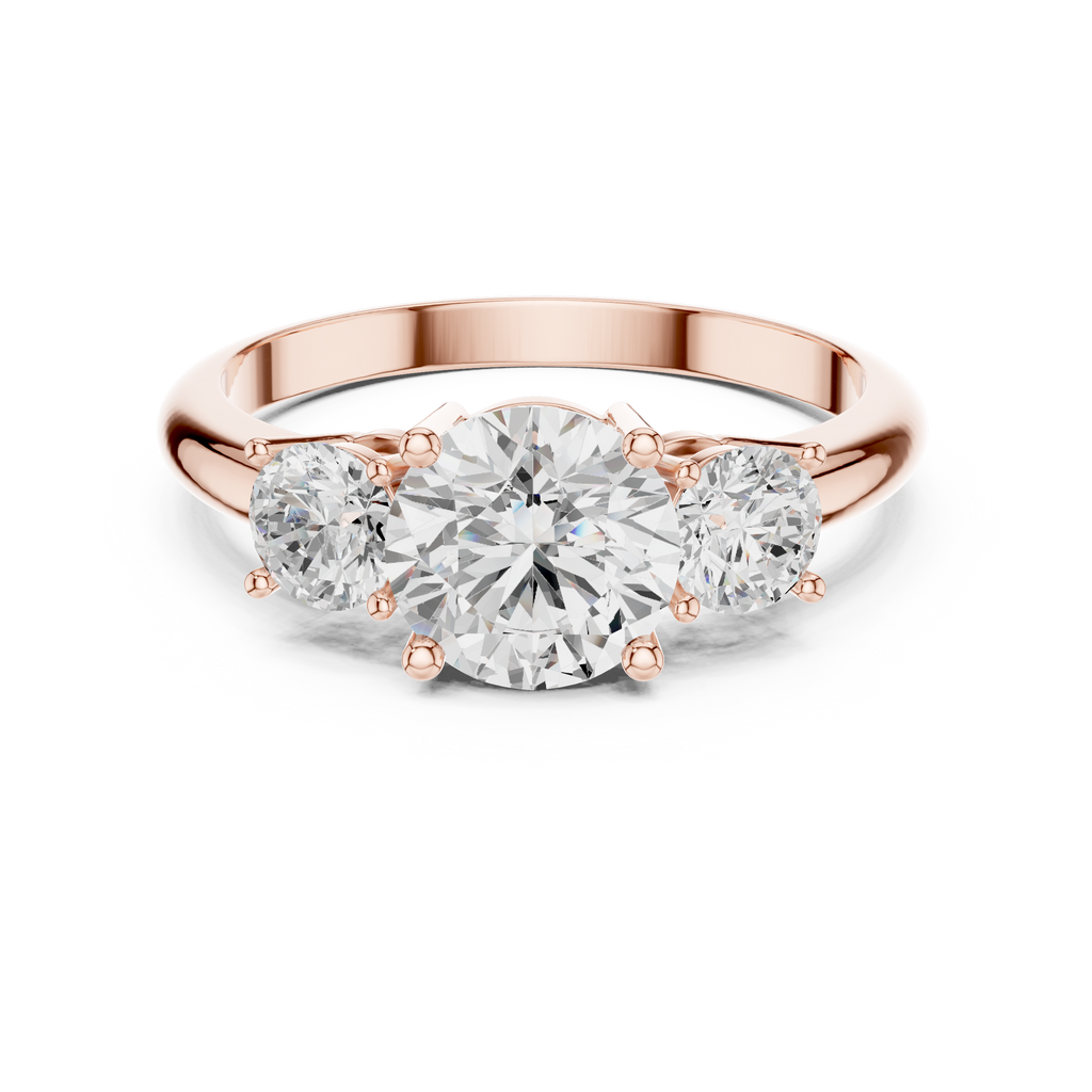 Round Three Stone Diamond Engagement Ring