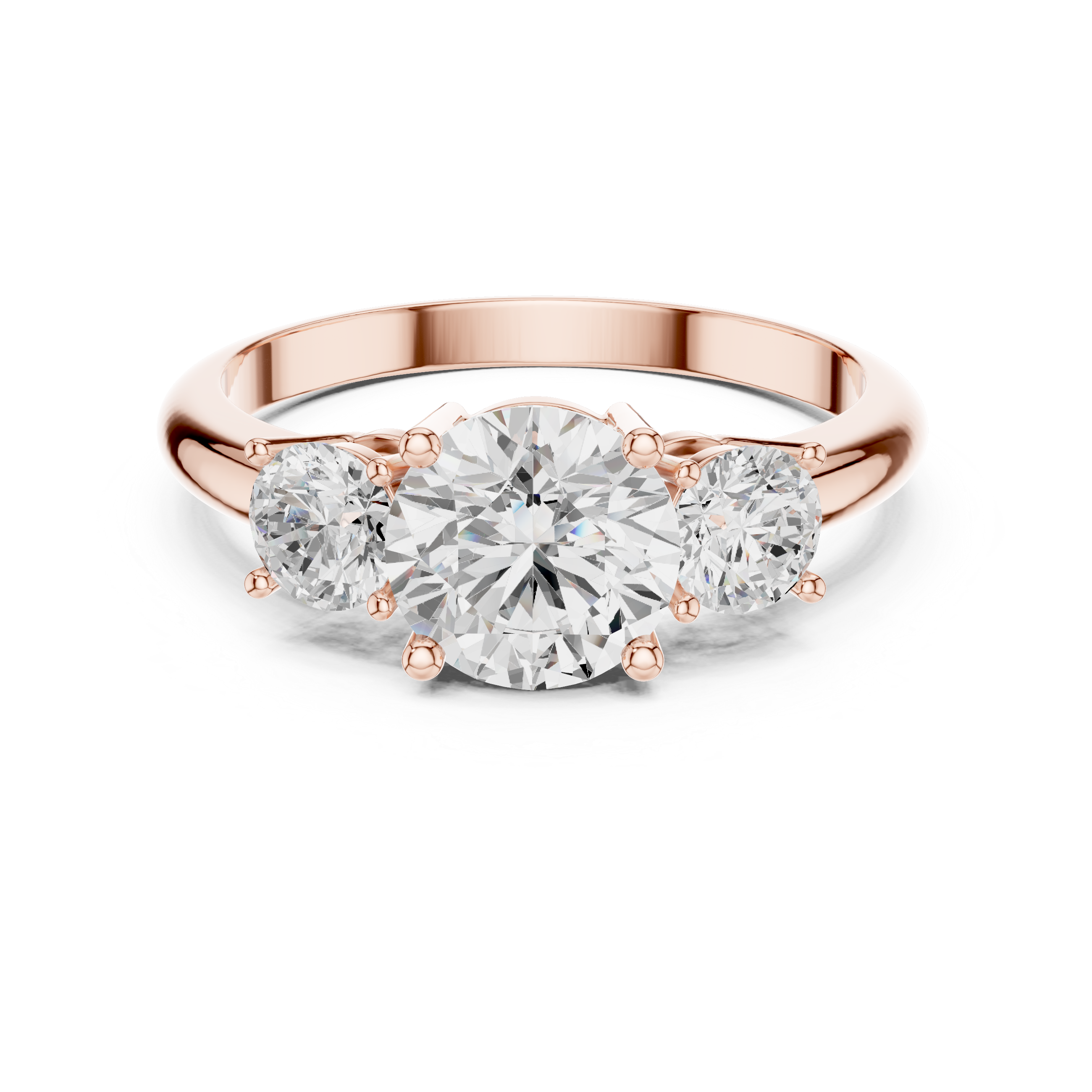 Round Three Stone Diamond Engagement Ring