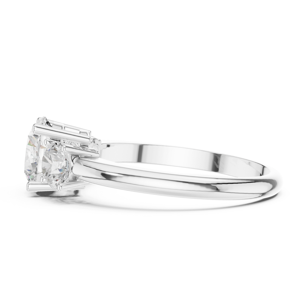 Round Three Stone Diamond Engagement Ring