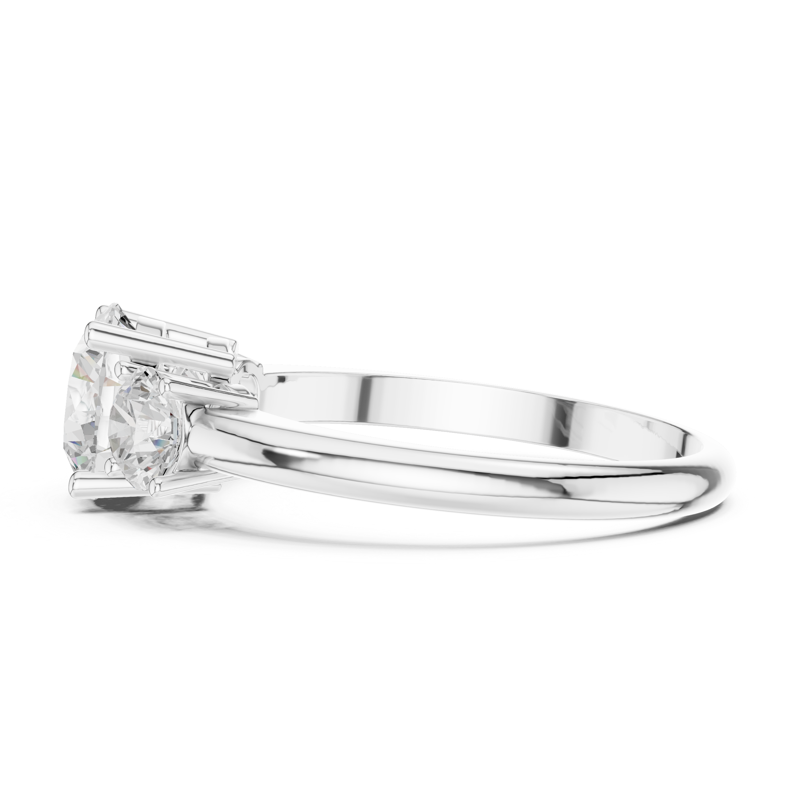 Round Three Stone Diamond Engagement Ring