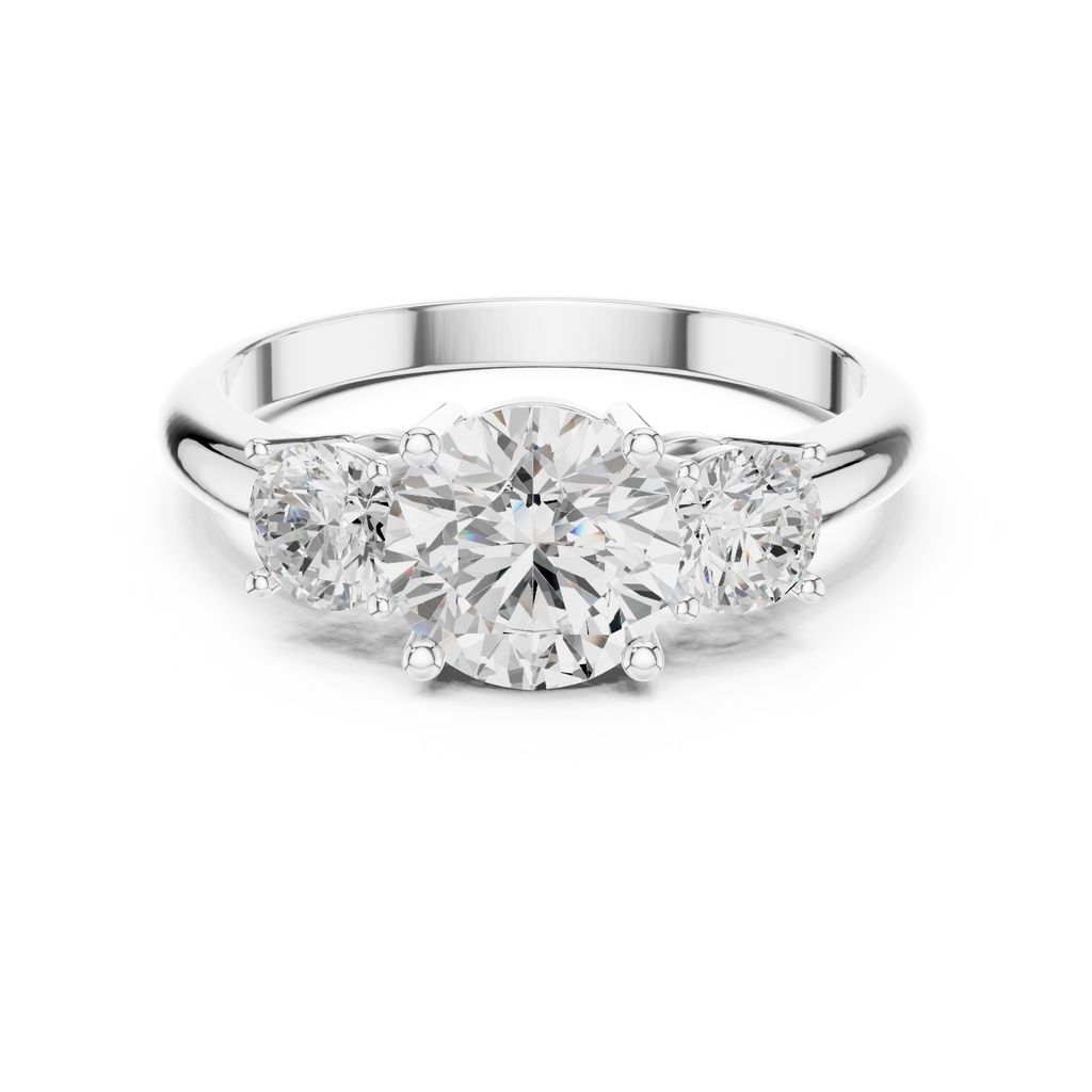 Round Three Stone Diamond Engagement Ring