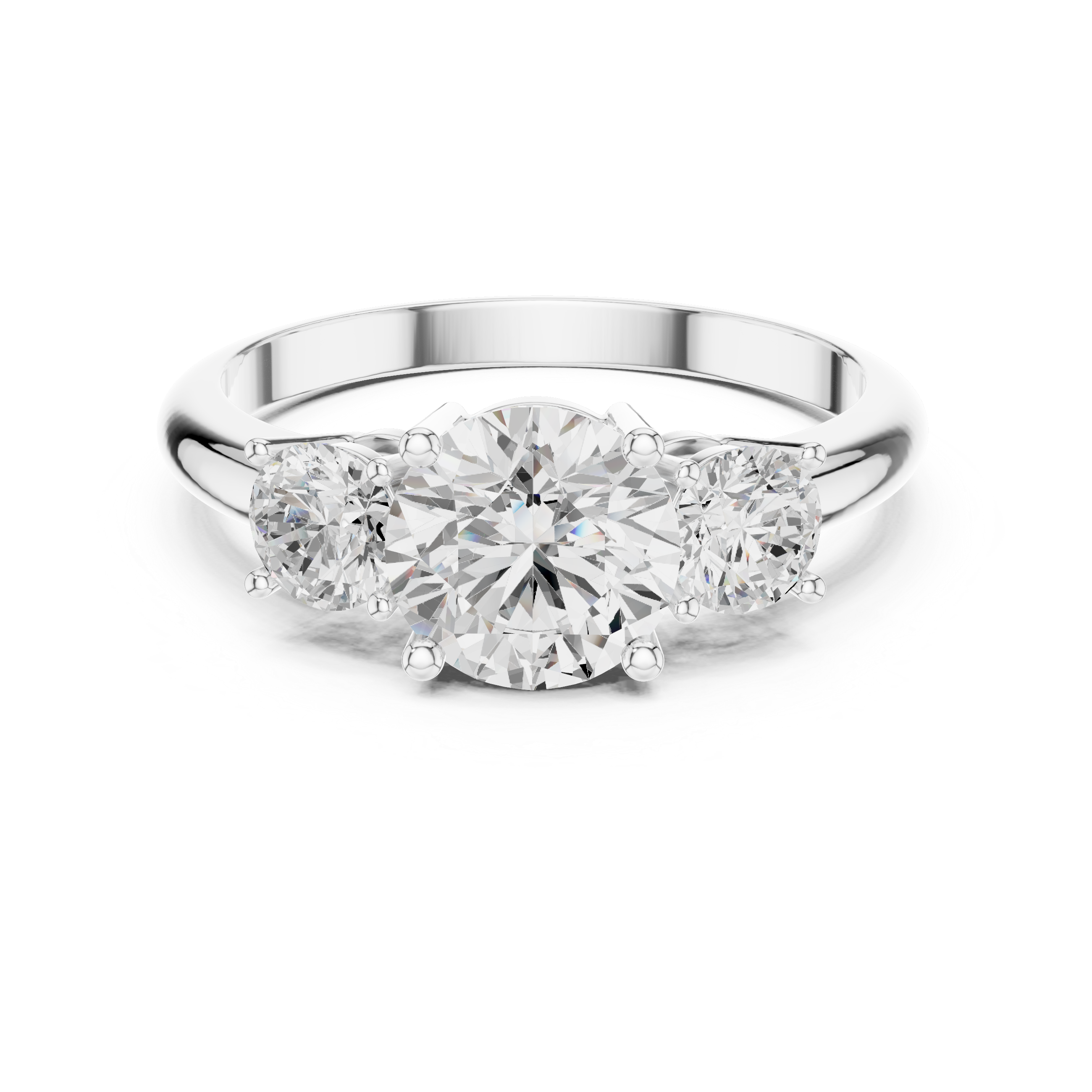 Round Three Stone Diamond Engagement Ring