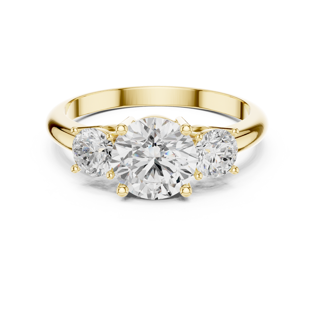 Round Three Stone Diamond Engagement Ring