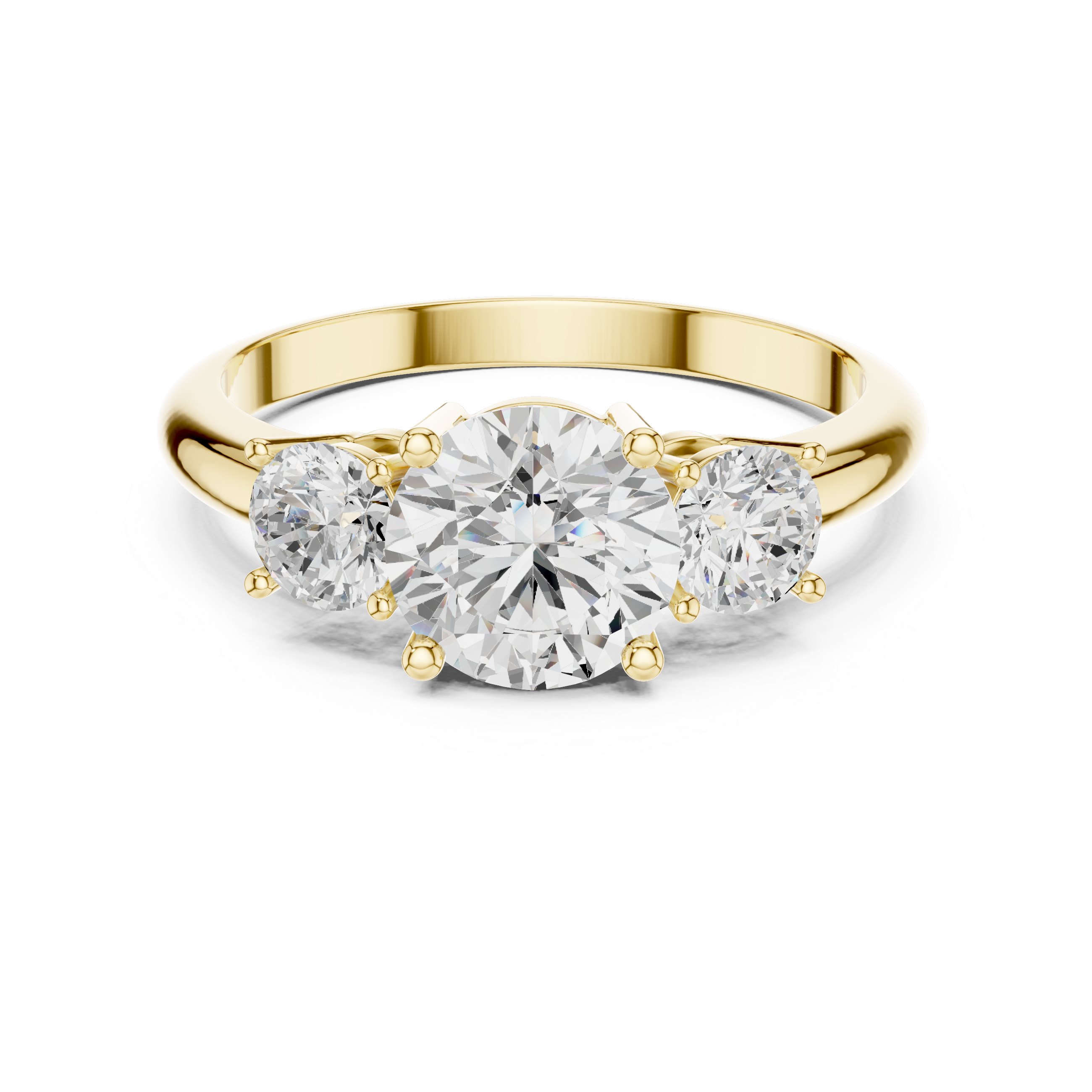 Round Three Stone Diamond Engagement Ring