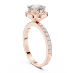 Round Halo Diamond Engagement Ring with Pave Band
