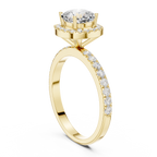 Round Halo Diamond Engagement Ring with Pave Band