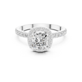 Round Halo Diamond Engagement Ring with Pave Band