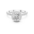 Round Halo Diamond Engagement Ring with Pave Band