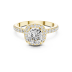 Round Halo Diamond Engagement Ring with Pave Band