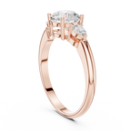 Round Three Stone Diamond Engagement Ring with Pear Side Stones