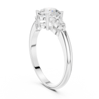 Round Three Stone Diamond Engagement Ring with Pear Side Stones