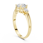 Round Three Stone Diamond Engagement Ring with Pear Side Stones