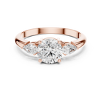 Round Three Stone Diamond Engagement Ring with Pear Side Stones
