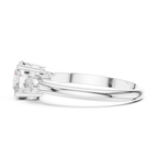 Round Three Stone Diamond Engagement Ring with Pear Side Stones