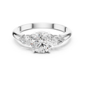 Round Three Stone Diamond Engagement Ring with Pear Side Stones