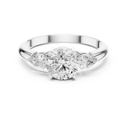 Round Three Stone Diamond Engagement Ring with Pear Side Stones