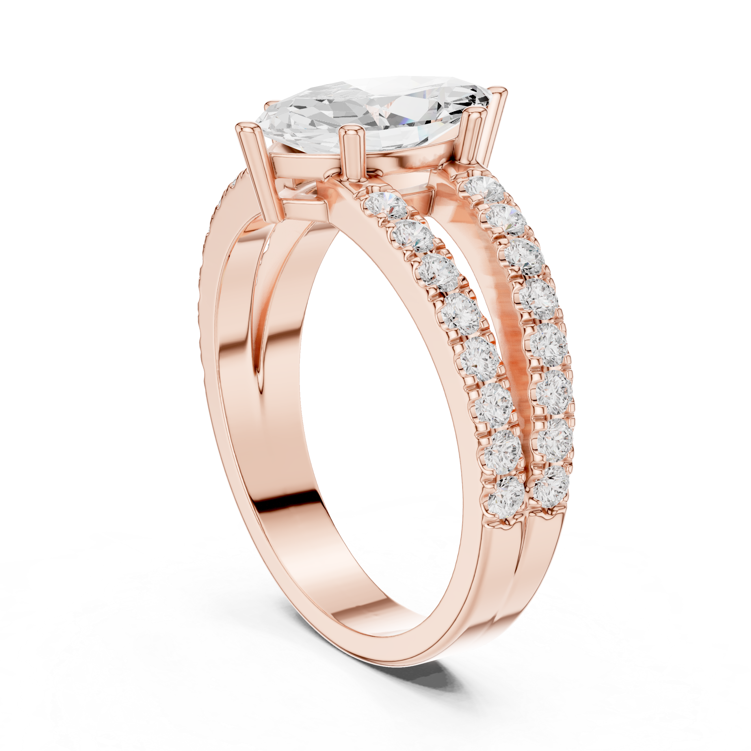 Marquise Cut Split Shank Diamond Engagement Ring