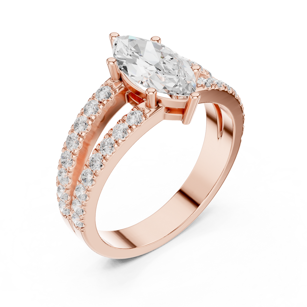 Marquise Cut Split Shank Diamond Engagement Ring