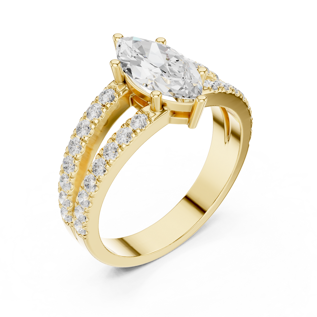 Marquise Cut Split Shank Diamond Engagement Ring