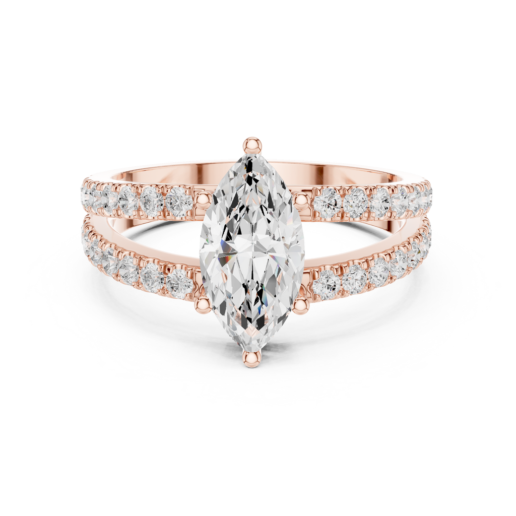 Marquise Cut Split Shank Diamond Engagement Ring