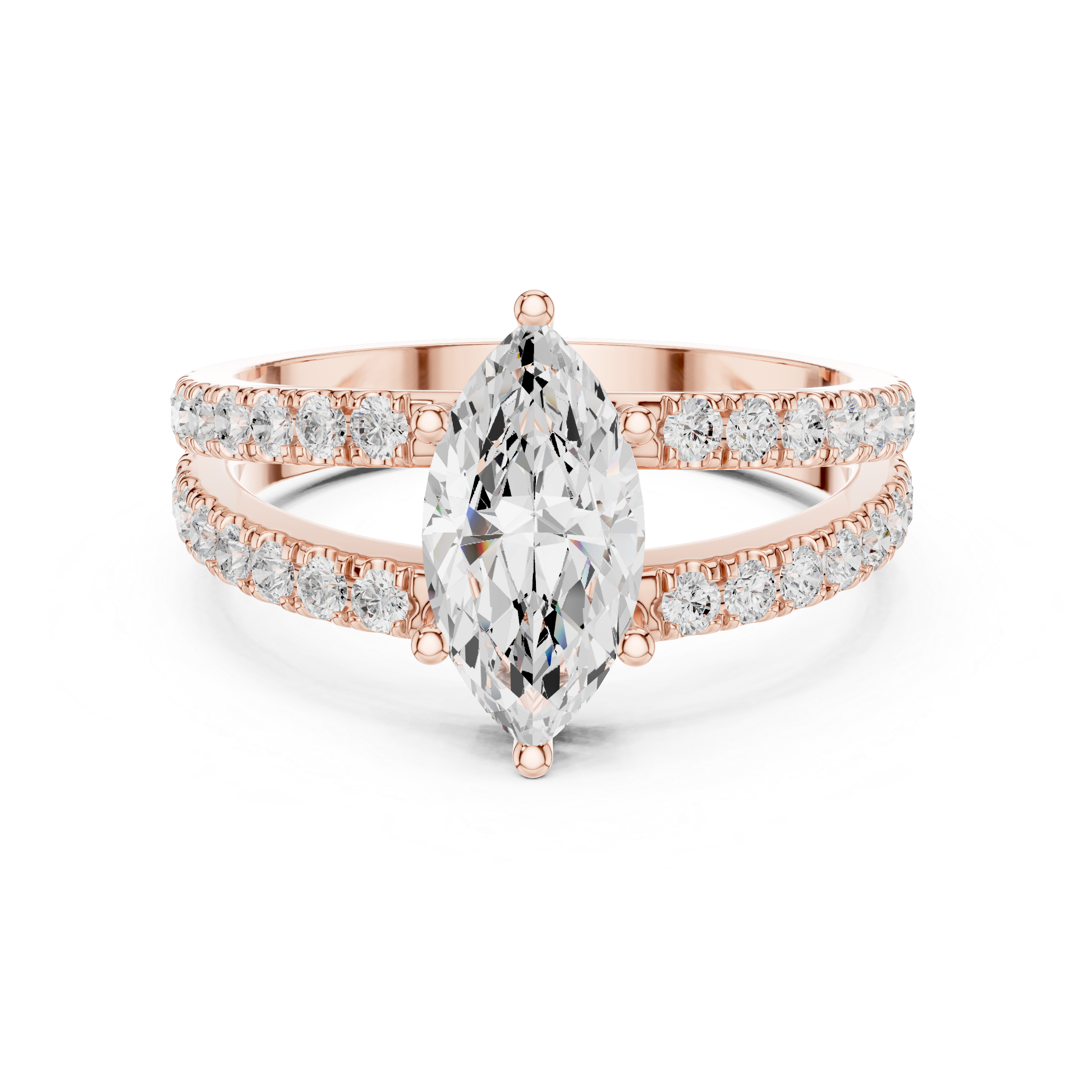 Marquise Cut Split Shank Diamond Engagement Ring