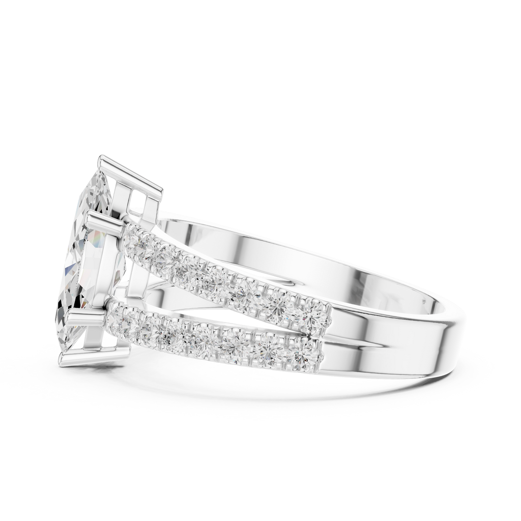 Marquise Cut Split Shank Diamond Engagement Ring