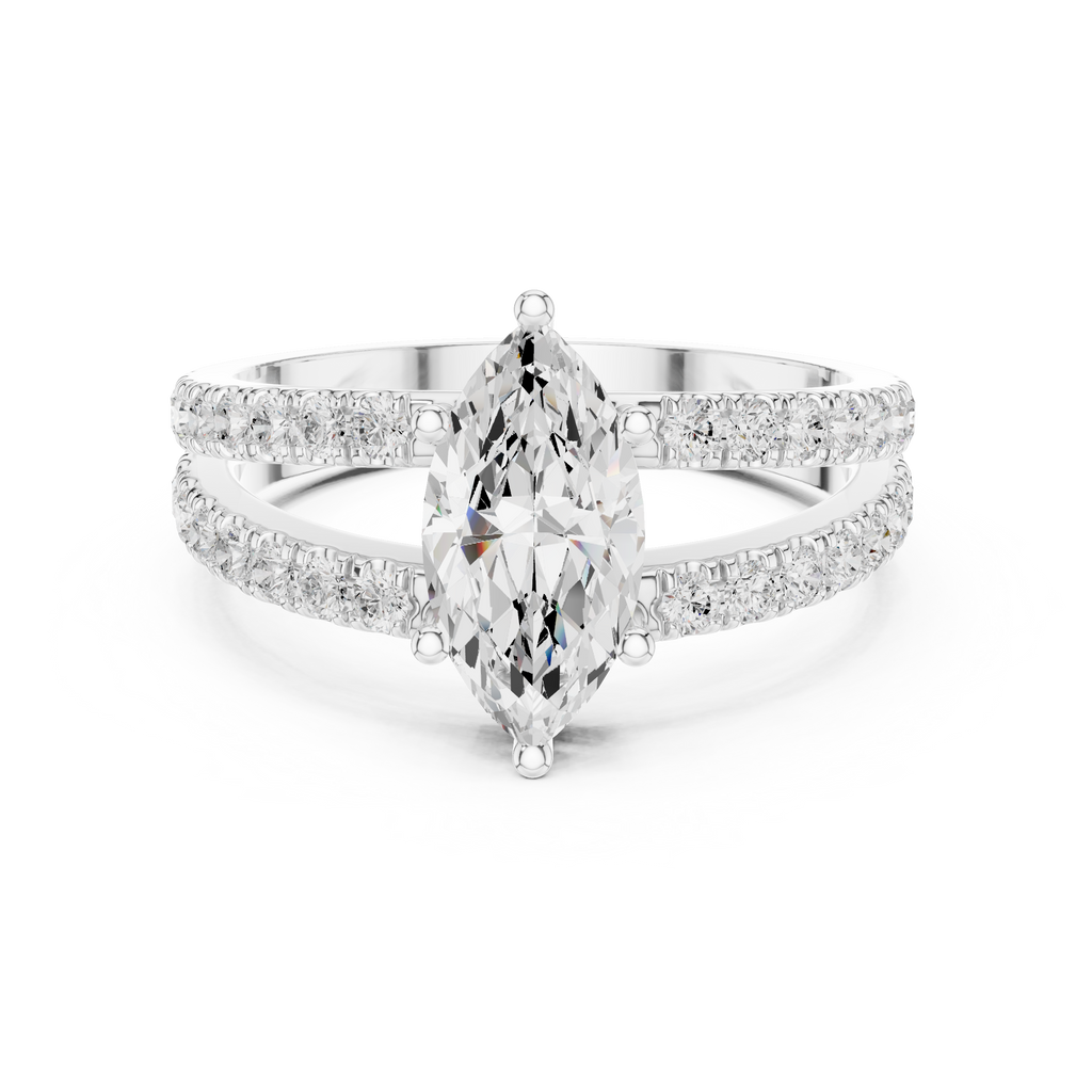Marquise Cut Split Shank Diamond Engagement Ring