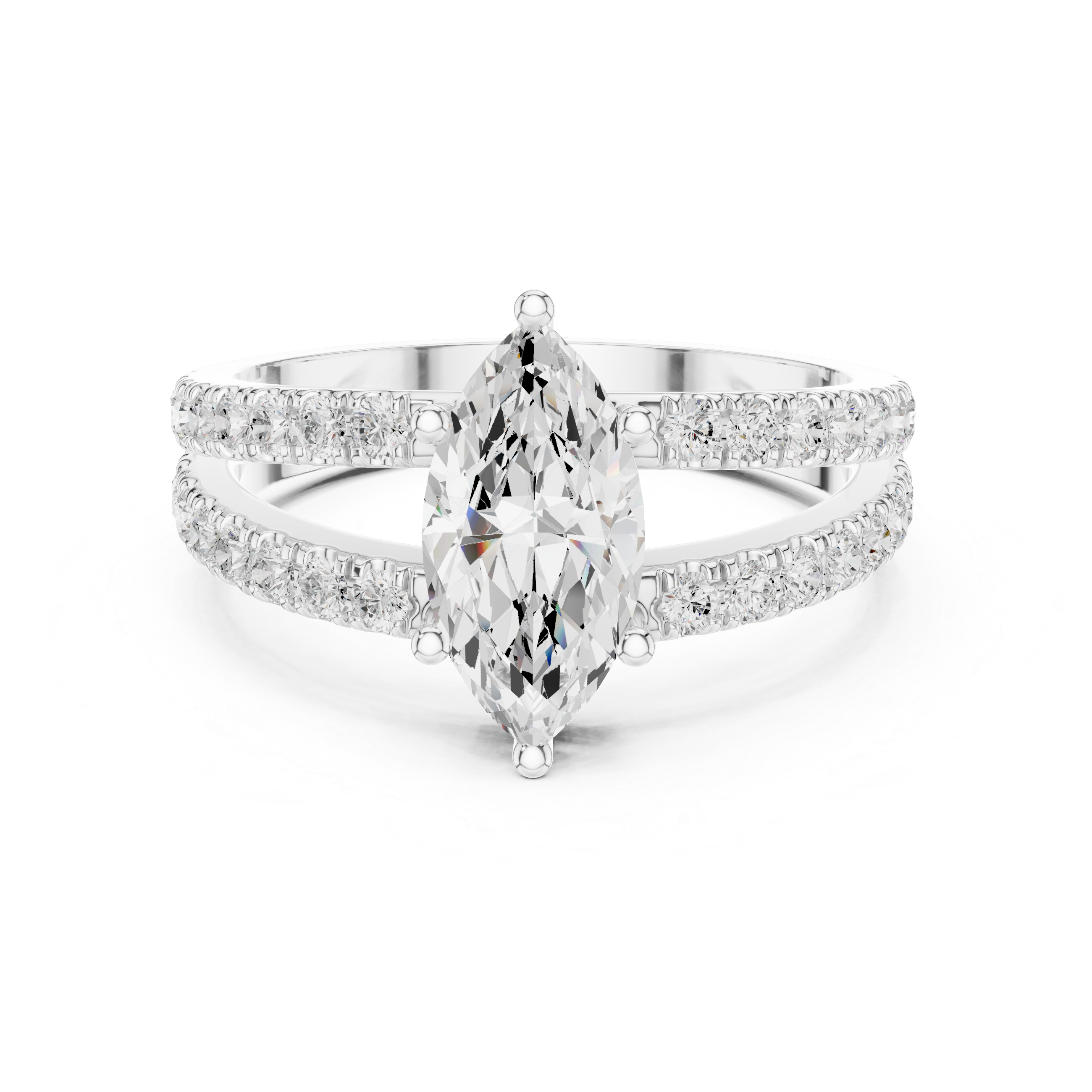 Marquise Cut Split Shank Diamond Engagement Ring