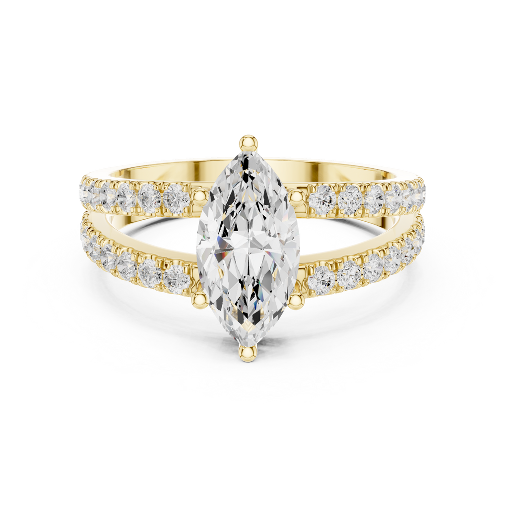Marquise Cut Split Shank Diamond Engagement Ring