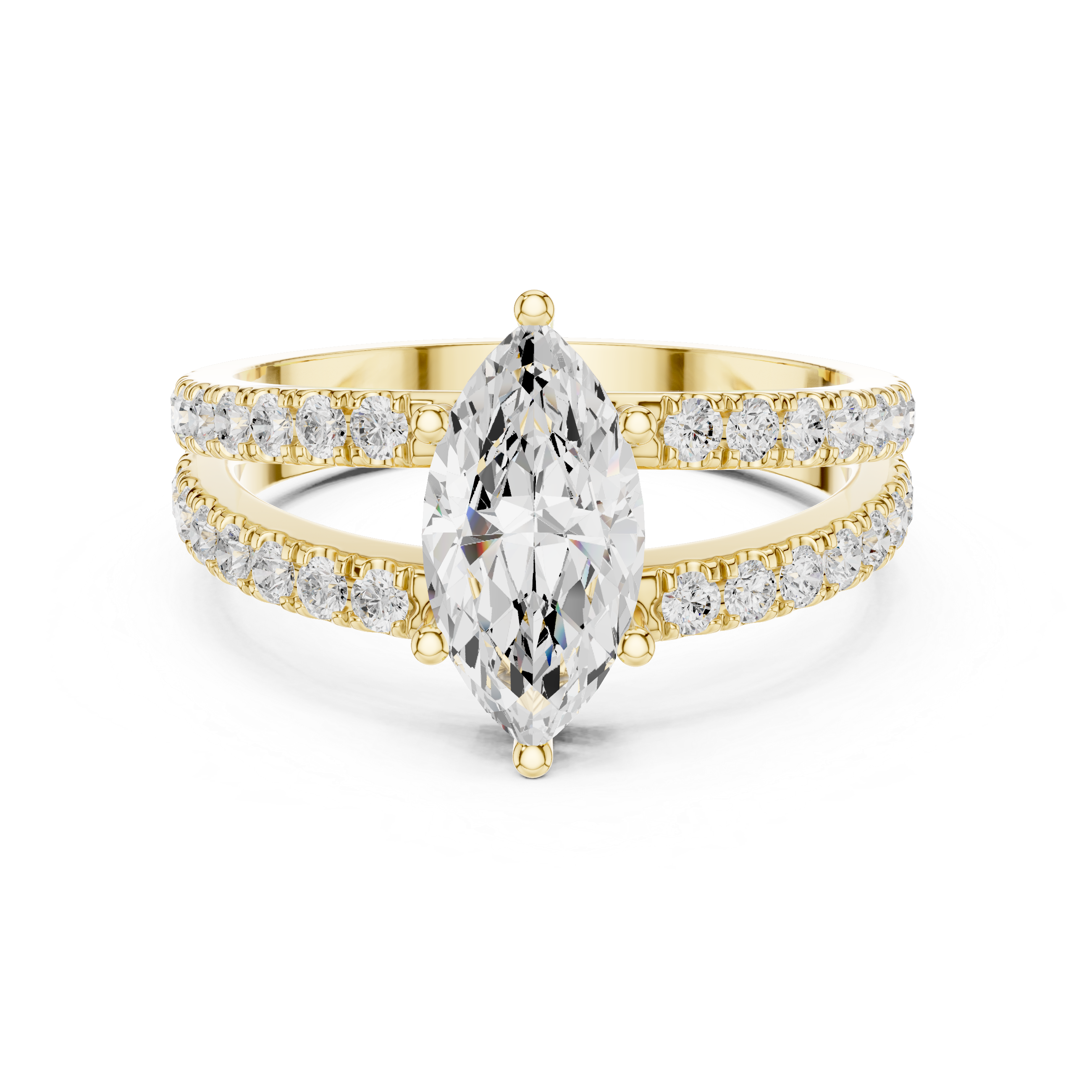 Marquise Cut Split Shank Diamond Engagement Ring