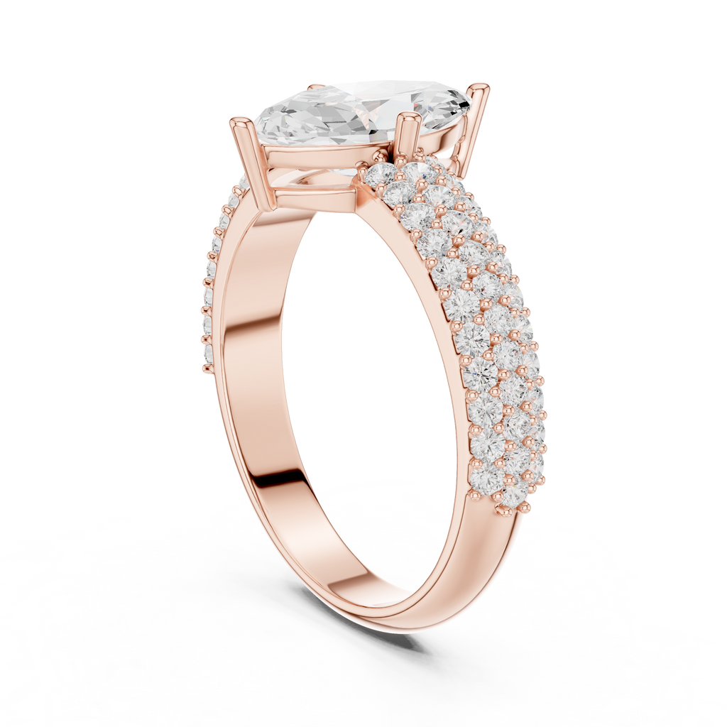 Marquise Triple Pavé Diamond Engagement Ring